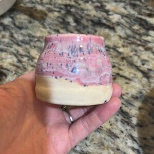 Handcrafted Pink and Cream Ceramic Vase